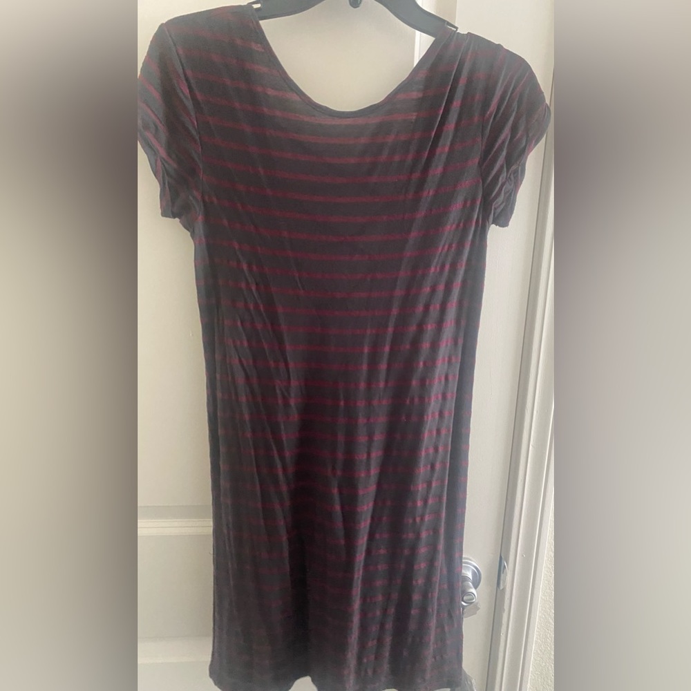 NWT XS Billabong maroon striped dress with crisscross back